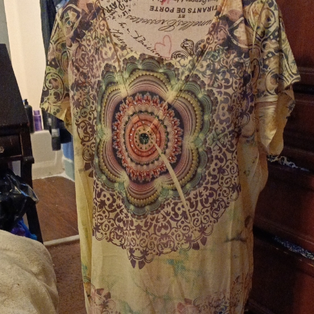 Bohemian Mandala Print Blouse - Multicolor